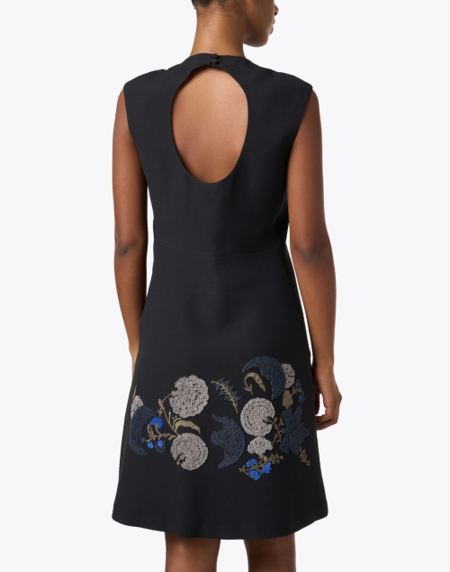 Back image - Lafayette 148 New York - Black Embroidered Wool Sheath Dress