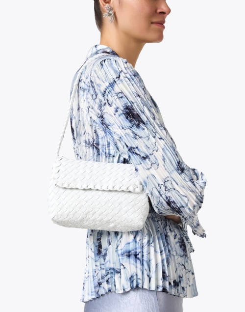 Billie White Woven Leather Shoulder Bag