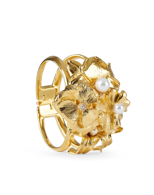 Front image - Kenneth Jay Lane - Gold Flower Cuff Bracelet