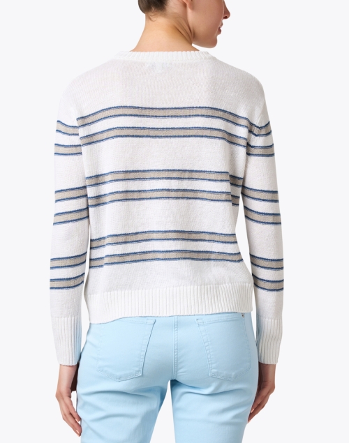 Back image - Kinross - White and Beige Striped Linen Sweater