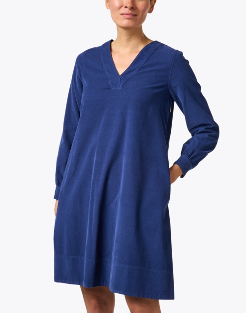 Front image - Rosso35 - Navy Blue Corduroy Dress