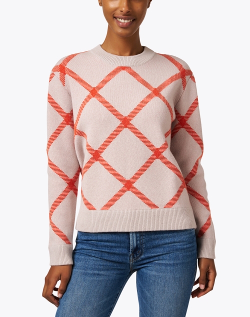 Front image - Kinross - Beige Plaid Cashmere Sweater