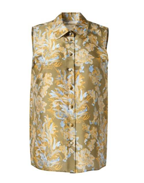 Product image - Lafayette 148 New York - Green Floral Print Silk Blouse