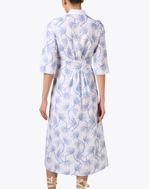 Back image - WHY CI - White and Blue Embroidered Shirt Dress