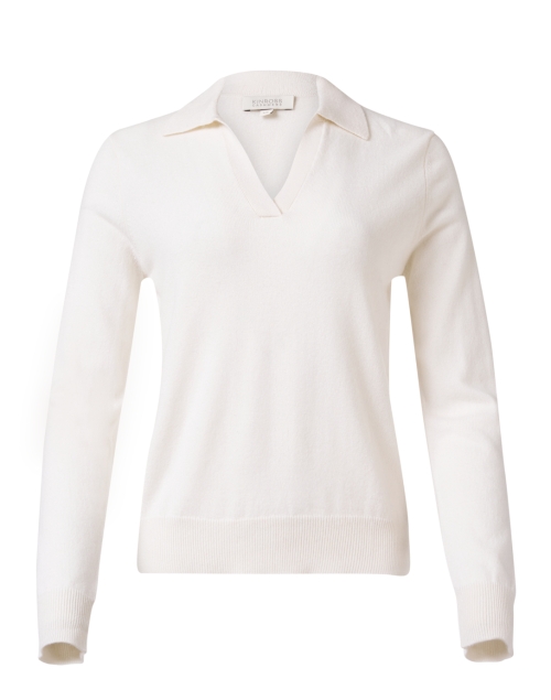 Product image - Kinross - Ivory Cashmere Polo Sweater
