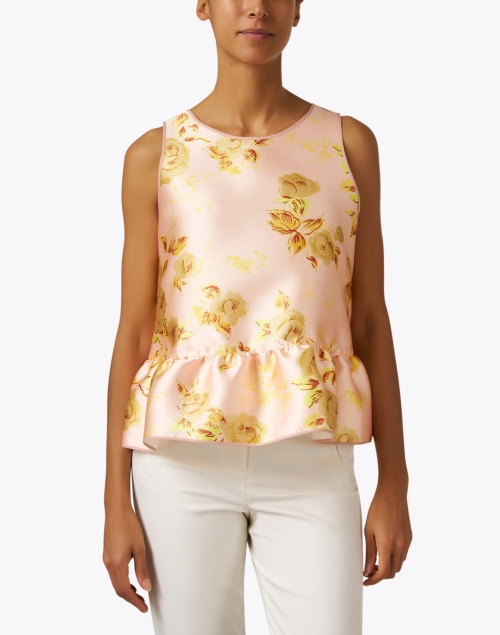 Front image - Odeeh - Duchesse Pink Floral Peplum Top