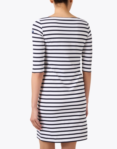 Back image - Saint James - Propriano White and Navy Striped Dress
