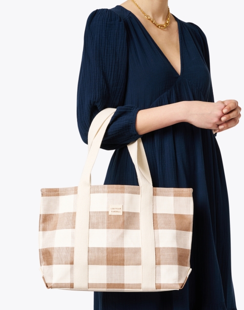 Bennett Tan and Cream Gingham Tote