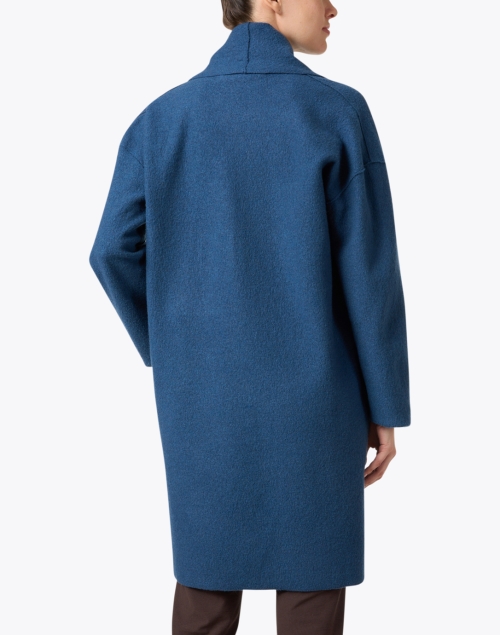 Back image - Eileen Fisher - Blue Boiled Wool High Collar Coat