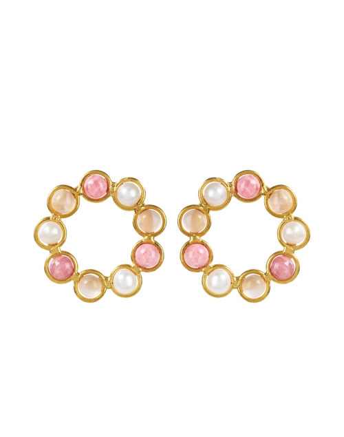 Product image - Sylvia Toledano - Daisy Pink Quartz and Pearl Circle Stud Earrings