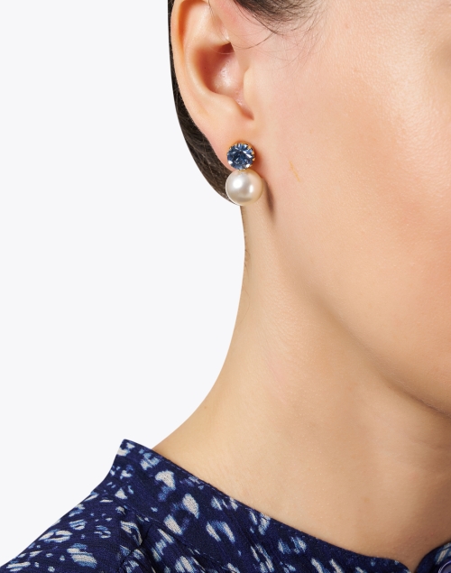 Ines Blue and Pearl Drop Earrings