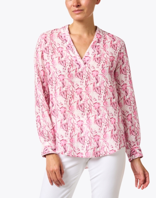Front image - 120% Lino - Pink Print Linen Shirt