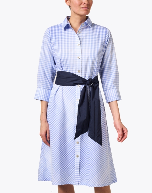 Front image - Hinson Wu - Riley Blue and White Gingham Cotton Dress