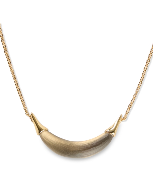 Front image - Alexis Bittar - Gold and Grey Lucite Crescent Necklace