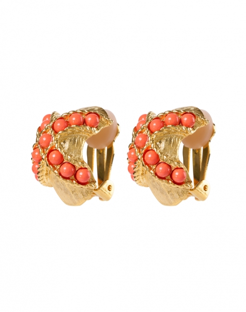 Product image - Kenneth Jay Lane - Gold and Coral Clip Earrings
