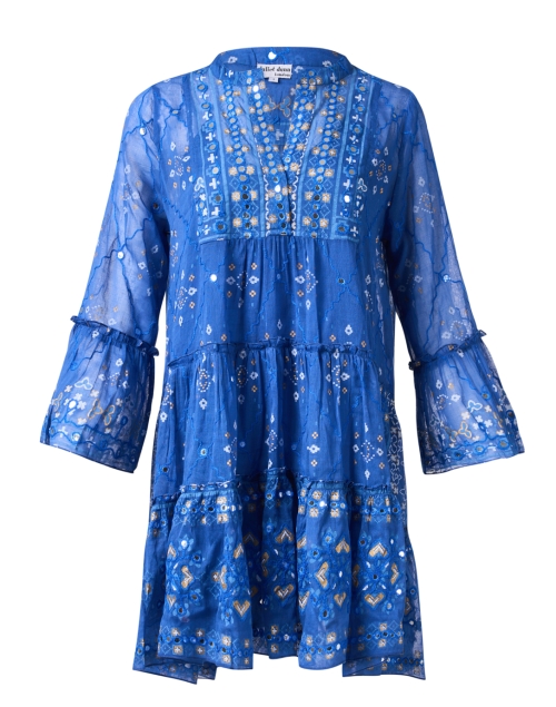 Blue and Gold Mosaic Print Dress | Juliet Dunn
