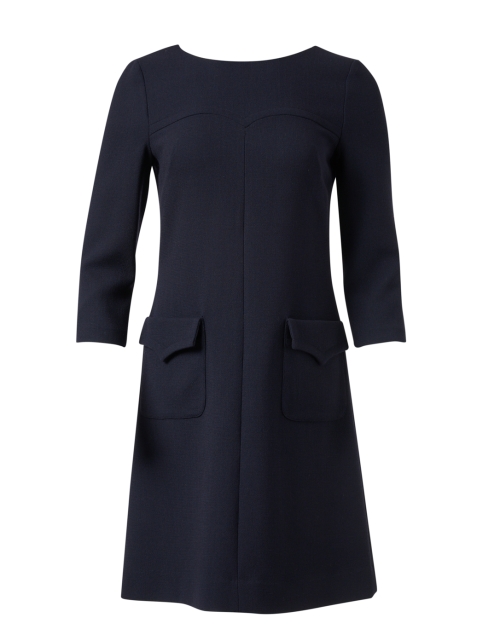 Product image - Jane - Nancy Navy Wool Crepe Dress