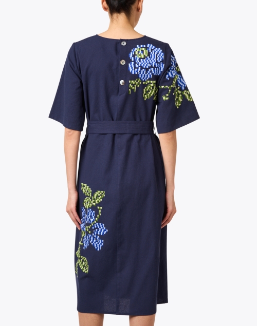 Back image - Megan Park - Freya Navy Embroidered Cotton Dress