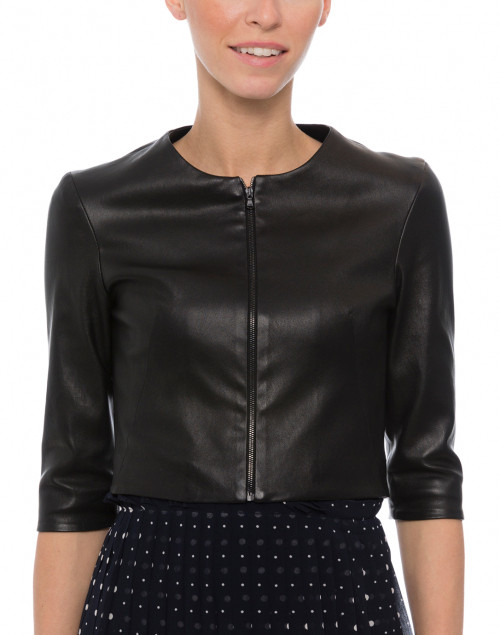 Front image - Susan Bender - Black Stretch Leather Cropped Jacket