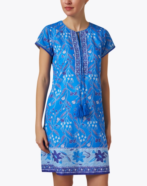 Front image - Bella Tu - Audrey Blue Floral Print Cotton Dress