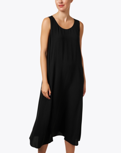 Front image - Eileen Fisher - Black Silk Georgette Dress