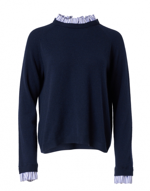 Cortland Park - Navy Ruffled Cashmere Sweater