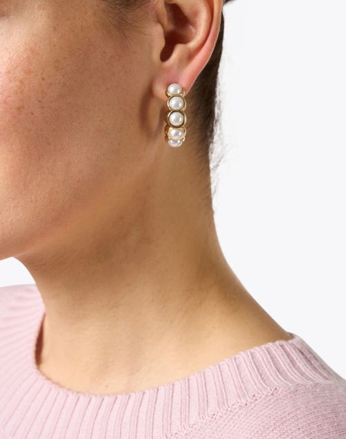 Pearl Cabochon Hoop Earrings