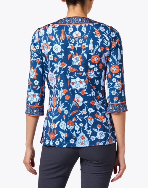 Back image - Gretchen Scott - Blue and Orange Print Tunic Top