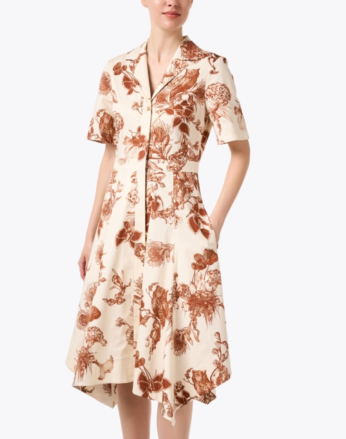Front image - Jason Wu Collection - Cream Floral Print Shirt Dress