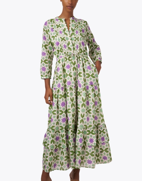 Front image - Banjanan - Bazaar Green Print Cotton Dress