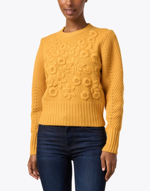 Front image - Jason Wu - Golden Yellow Embroidered Wool Sweater 