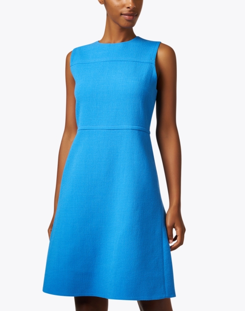 Front image - Lafayette 148 New York - Blue Wool A-Line Dress