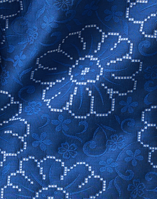 Fabric image - Smythe - Blue Embroidered Cotton Blend Blazer