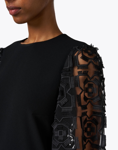 Extra_1 image - Paule Ka - Black Embroidered Sleeve Dress