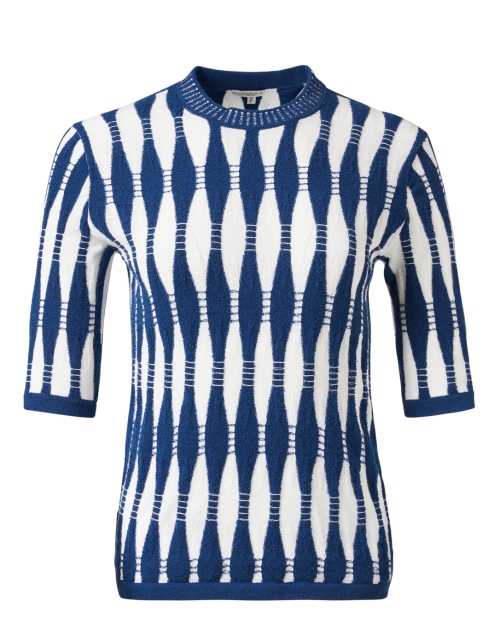 Product image - Lafayette 148 New York - Blue and White Intarsia Sweater