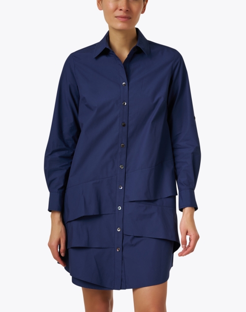 Front image - Finley - Jenna Navy Cotton Tiered Shirt Dress