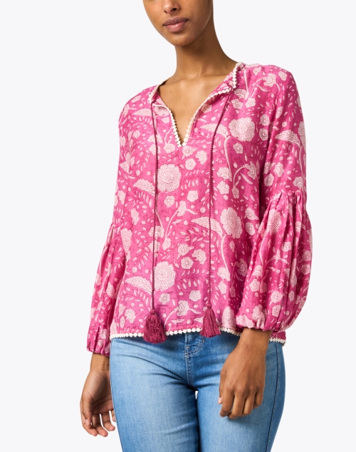Front image - Oliphant - Pink Print Silk Cotton Top