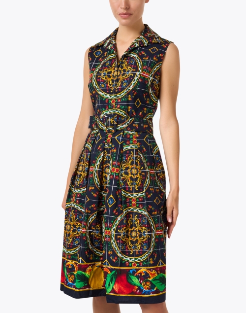 Front image - Samantha Sung - Audrey Navy Tile Print Dress
