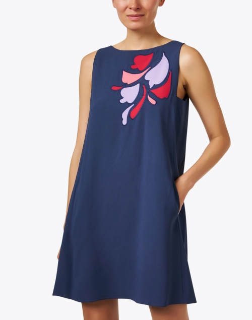 Front image - Emporio Armani - Navy Embroidered Dress