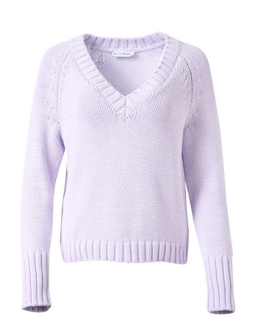Product image - White + Warren - Purple Cotton V-Neck Sweater