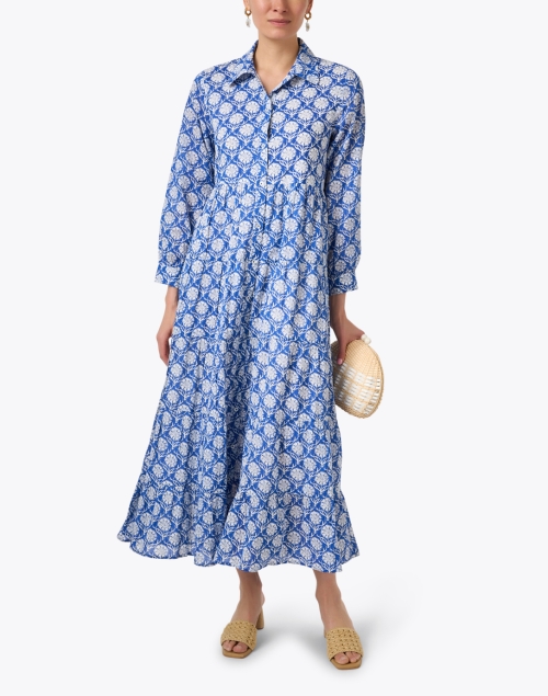 Jinette Blue Floral Print Maxi Dress