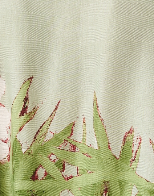 Fabric image - Rani Arabella - Green Floral Print Cashmere Silk Poncho