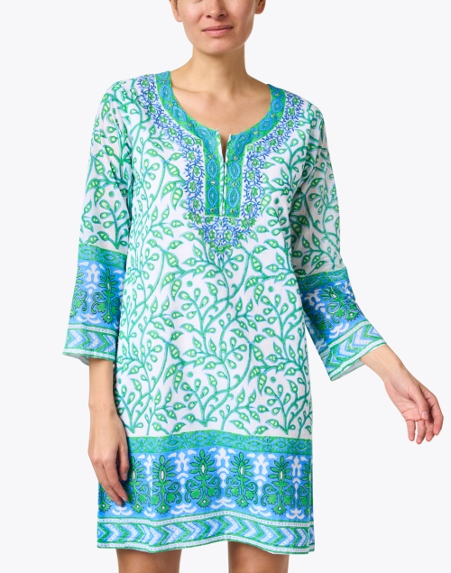 Front image - Bella Tu - Blue and Green Print Cotton Dress