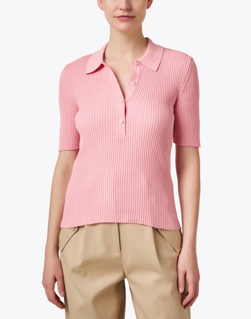 Front image - A.P.C. - Danae Pink Knit Polo Top
