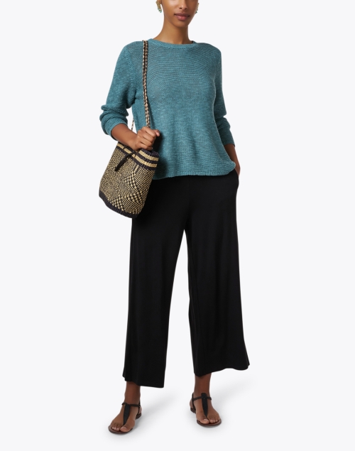 Look image - Eileen Fisher - Black Jersey Wide Leg Cropped Pant