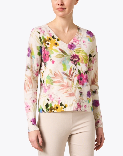 Front image - Kinross - Multi Floral Cashmere Sweater