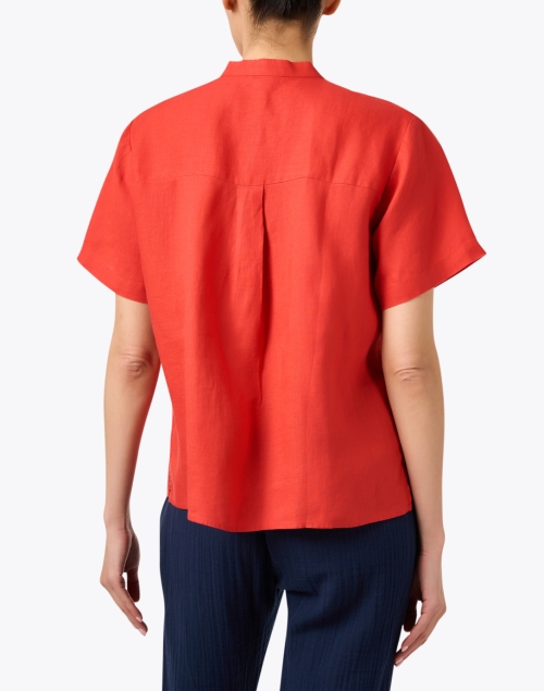 Back image - Eileen Fisher - Coral Linen Short Sleeve Shirt