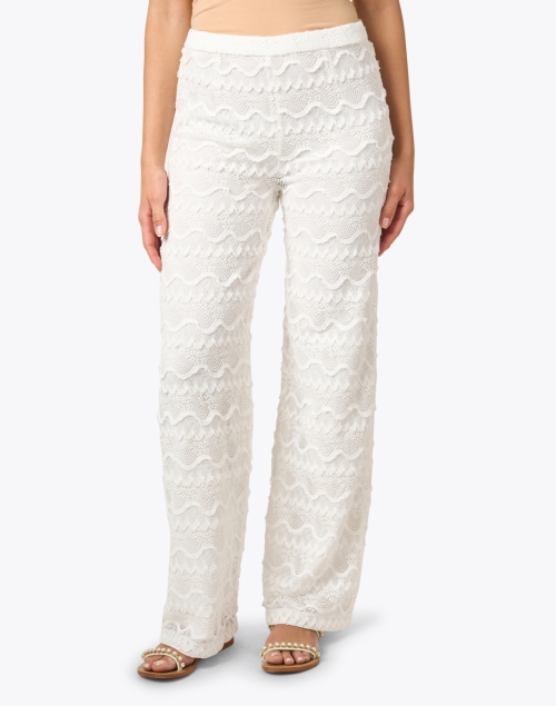 Front image - Ecru -  Barbados White Lace Pattern Pant
