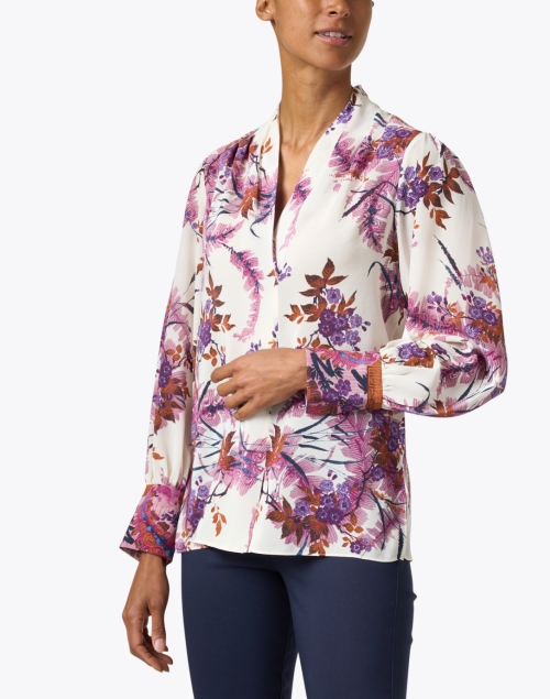 Front image - Kobi Halperin - Laurena Ivory Floral Printed Blouse
