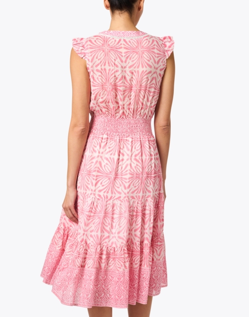 Back image - Bell - Annabelle Pink Print Cotton Silk Dress